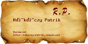 Rákóczy Patrik névjegykártya